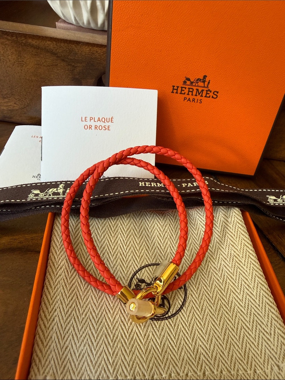 Hermès Glenan Braided Double Tour Bracelet with Gold Hardware NWT - Picture 4 of 5